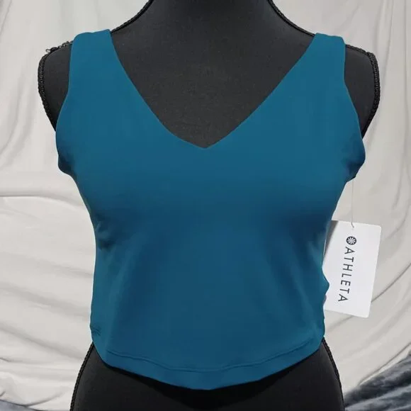 Transcend V-Neck Crop Sports Bra A-C, Teal - Picture 4 of 5